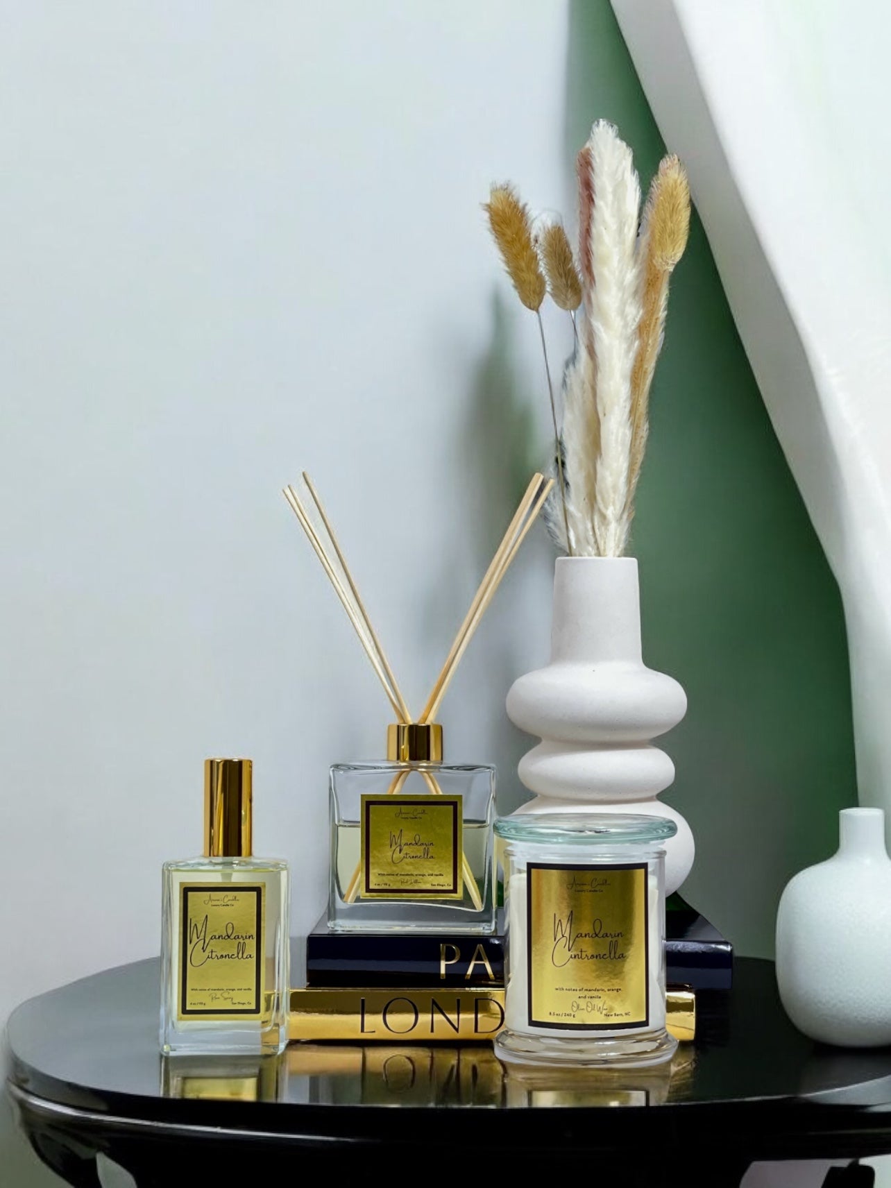 Mandarin Citronella Room Spray, Reed Diffuser, + Candle Gift Set